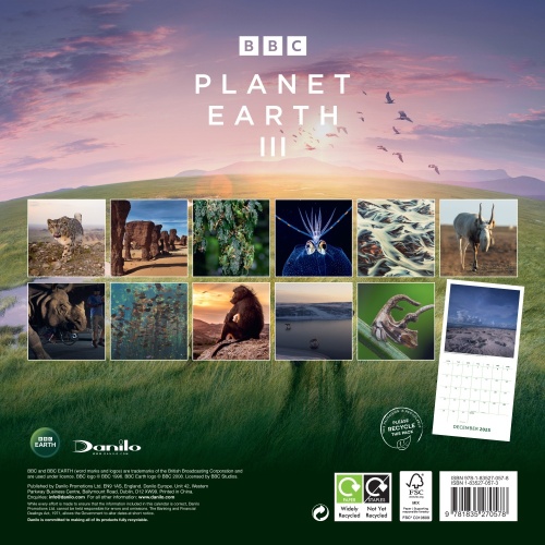 BBC Earth Month to View Nature Square 2025 Calendar Official Licensed